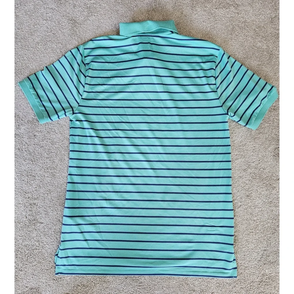 Polo Ralph Lauren Performance Polo Mens XL Teal Green Navy Blue Striped Golf